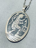 Cheryl Wadsworth Vintage Native American Hopi Sterling Silver Kachina Eagle Necklace-Nativo Arts