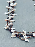 White Doves Vintage Navajo Tan Heishi Sterling Silver Necklace-Nativo Arts