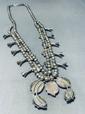 Dropdead Fab Vintage Navajo Turquoise Sterling Silver Squash Blossom Necklace-Nativo Arts