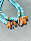 161 Grams Authentic Mid Century Vintage Navajo Shell Jacla Necklace-Nativo Arts