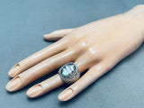 One Of The Most Intricate Vintage Native American Navajo Opal Sterling Silver Inlay Ring-Nativo Arts