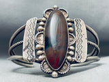 Rare Vintage Native American Navajo Petrified Wood Sterling Silver Bracelet-Nativo Arts
