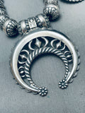 Fabulous Vintage Sturdy Sterling Silver Squash Blossom Necklace-Nativo Arts