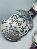 Hand Tooled Vintage Native American Navajo Sterling Silver Repoussed Concho Belt-Nativo Arts