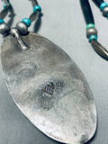 Woah! Vintage Native American Navajo Spiderweb Turquoise Sterling Silver Necklace Old-Nativo Arts