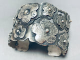 The Most Unique Native American Navajo Flower Sterling Silver Bracelet Cuff-Nativo Arts