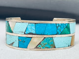 Important Keyenta Az Vintage Native American Navajo 7' Wrist Sterling Silver Inlay Bracelet-Nativo Arts