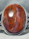 Mars Agate Vintage Native American Navajo Sterling Silver Bracelet Old-Nativo Arts