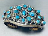 Signed Thicker Vintage Native American Navajo Turquoise Sterling Silver Bracelet Old-Nativo Arts