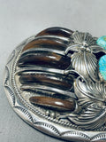 Darr Victor Massive Vintage Native American Navajo Turquoise Bear Sterling Silver Buckle-Nativo Arts