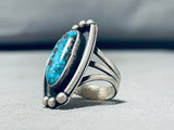 Tremendous Vintage Native American Navajo Pilot Mountain Turquoise Sterling Silver Ring-Nativo Arts