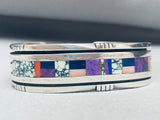 6.5 Inch Wrist Vintage Native American Navajo Turquoise Inlay Sterling Silver Bracelet-Nativo Arts