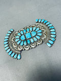 Justin Wilson Vintage Native American Navajo Blue Turquoise Sterling Silver Pin-Nativo Arts