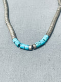 Impressive Vintage Native American Navajo Turquoise Heishi Sterling Silver Necklace-Nativo Arts