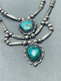 Native American One Of The Most Beautiful Vintage Navajo Turquoise Sterling Silver Necklace-Nativo Arts