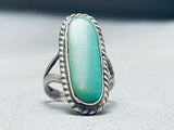 Soft Green Vintage Native American Navajo Sterling Silver Rope Ring Old-Nativo Arts