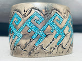121 Gram Signed Vintage Native American Navajo Water Geomtreic Sterling Silver Bracelet-Nativo Arts