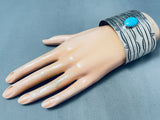 Linda Johnson Exquisite Native American Navajo Kingman Turquoise Sterling Silver Bracelet