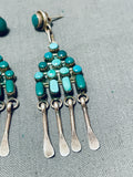 Elegant Vintage Native American Zuni Blue Gem Turquoise Sterling Silver Earrings-Nativo Arts