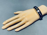 6.5 Inch Wrist Native American Navajo Turquoise Coral Jet Sterling Silver Cosmic Inlay Bracelet-Nativo Arts