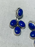 Marvelous Vintage Native American Navajo Lapis Sterling Silver Earrings-Nativo Arts