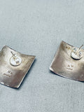 Quality Work Vintage Native American Navajo Gold Wave Sterling Silver Earrings-Nativo Arts
