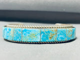 6.5 Inch Wrist Native American Navajo Turquoise Inlay Sterling Silver Bracelet-Nativo Arts
