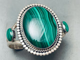 One Of The Best Domed Malachite Vintage Native American Navajo Sterling Silver Bracelet-Nativo Arts