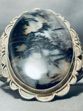 Mystic Night Vintage Native American Navajo Sterling Silver Agate Bracelet Cuff-Nativo Arts