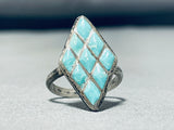 Brilliant Vintage Native American Zuni Blue Gem Turquoise Sterling Silver Ring-Nativo Arts