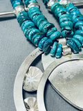 190+ Gram Native American Navajo Pilot Mountain Turquoise Sterling Silver Squashblossom Necklace-Nativo Arts