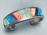 6 Inch Wrist Vintage Native American Navajo Turquoise Inlay Sterling Silver Bracelet-Nativo Arts
