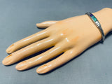 6 Inch Wrist Vintage Native American Navajo Turquoise Inlay Sterling Silver Bracelet-Nativo Arts