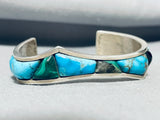 Thick And Incredible Vintage Native American Navajo Spiderweb Turquoise Sterling Silver Bracelet-Nativo Arts