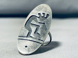 Exceptional Vintage Native American Hopi Signed Sterling Silver Kokopelli Colossal Ring-Nativo Arts