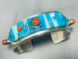 One Of Most Unique Ever Vintage Native American Navajo Turquoise Inlay Sterling Silver Bracelet-Nativo Arts