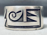 Important Vintage Native American Hopi Diedra Namingha Sterling Silver Geomtric Bracelet