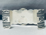 One Of Most Detailed Vintage Native American Navajo White Buffalo Turquoise Sterling Bracelet-Nativo Arts