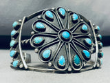 Flower Of Joy!! Vintage Native American Navajo Turquoise Sterling Silver Bracelet Old-Nativo Arts