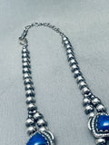 130 Grams Vintage Southwest Lapis Sterling Silver Squash Blossom Necklace-Nativo Arts