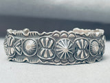 Heavy Hand Repoussed Sterling Silver Hand Tooled Bracelet Cuff-Nativo Arts