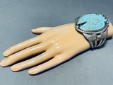 Huge Hand Carved Eagle Turquoise Sterling Silver Bracelet-Nativo Arts