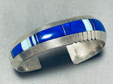 Dynamic Vintage Native American Navajo Lapis, Blue Gem Turquoise Sterling Silver Signed Bracelet-Nativo Arts