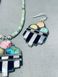 Gorgy!! Vintage Santo Domingo Turquoise Inlay Sterling Silver Necklace-Nativo Arts