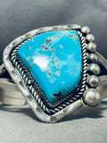 Astounding Vintage Native American Navajo Blue Gem Turquoise Sterling Silver Bracelet-Nativo Arts