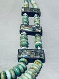One Of The Most Insane Vintage Native American Navajo Green Turquoise Sterling Silver Necklace-Nativo Arts