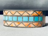 6.5 Inch Wrist Vintage Native American Navajo Turquoise Shell Sterling Silver Bracelet-Nativo Arts