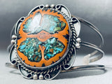 Turquoise Inlay Walnut Wood Vintage Native American Navajo Sterling Silver Bracelet-Nativo Arts