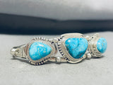 Gorgeous Native American Navajo Old Kingman Turquoise Sterling Silver Bracelet-Nativo Arts