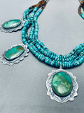 Mind Boggling Native American Navajo Turquoise Sterling Silver Heishi Necklace-Nativo Arts